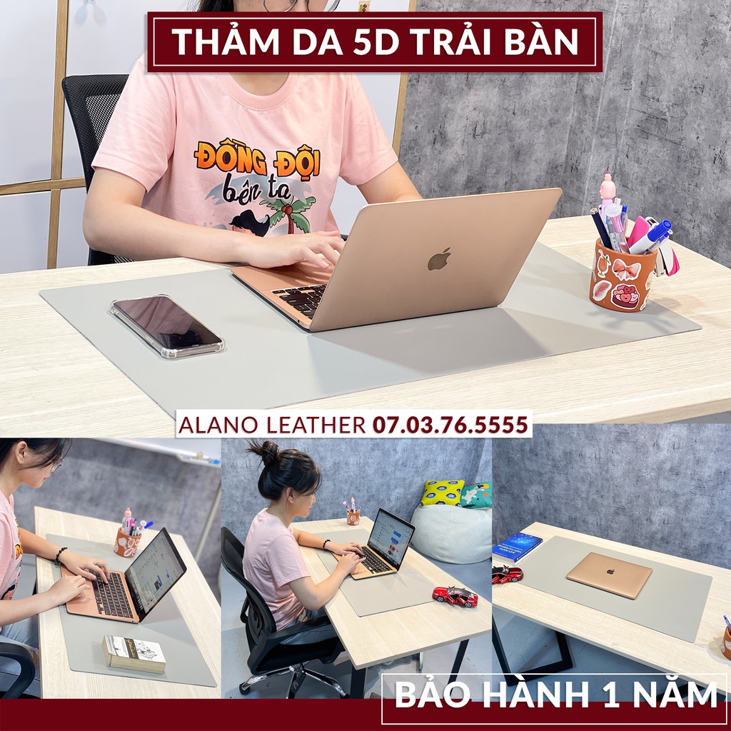 [Hình Thật / Giá Xưởng] Thảm Da Trải Bàn 5D Màu Xám Pastel Chống Thấm, Chống Trầy, Tiện Lợi, Bảo hành 2 Năm Tại Xưởng