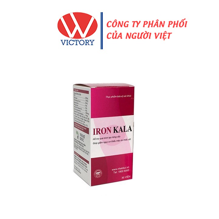 Viên Uống Iron Kala (Hộp 30 viên) - Hỗ Trợ Quá Trình Tạo Hồng Cầu Và Giảm Nguy Cơ Thiếu Máu - Victory Pharmacy