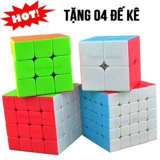 Combo 4 rubik 2x2x2 3x3x3 4x4x4 5x5x5 đẹp trơn không kẹt rí
