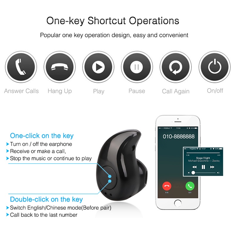 Coza Tai Nghe Bluetooth Không Dây Mini S530-Tai Nghe Thể Thao 1 Chiếc Gọi Rảnh Tay Nhỏ Gọn Dễ Mang Theo Cho Android Sử Dụng Đa Dạng