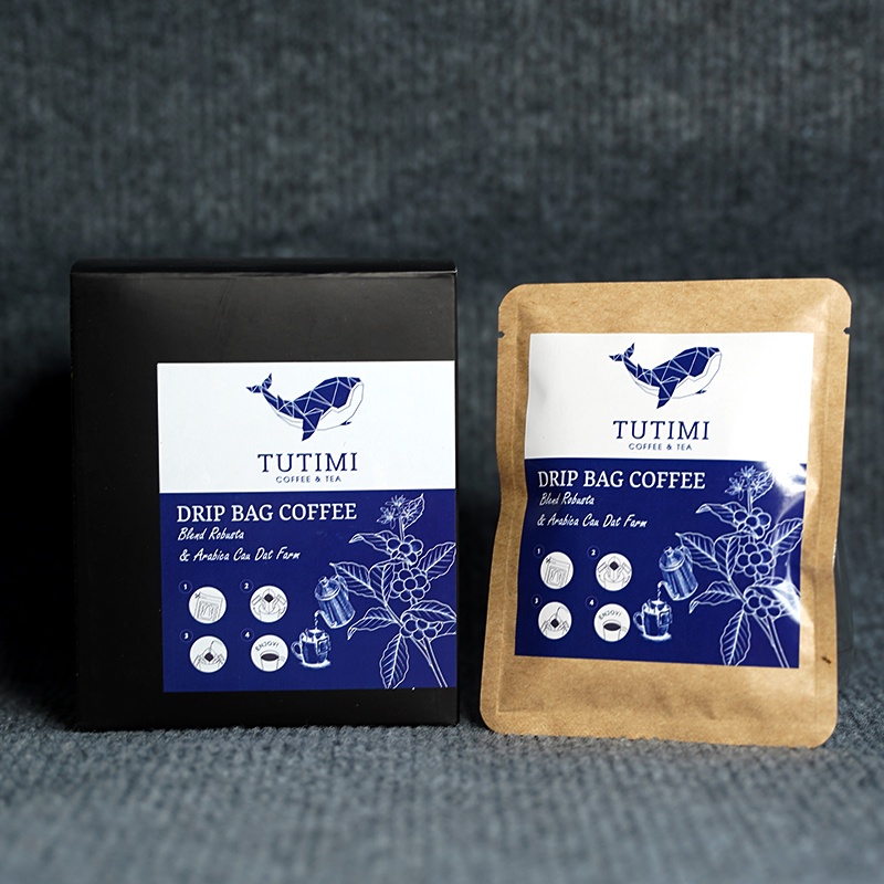 Cà phê phin giấy tiện lợi, Blend Robusta & Arabica Cầu Đất, TuTiMi hộp 10 gói (1 gói có 20g cà phê) | BigBuy360 - bigbuy360.vn