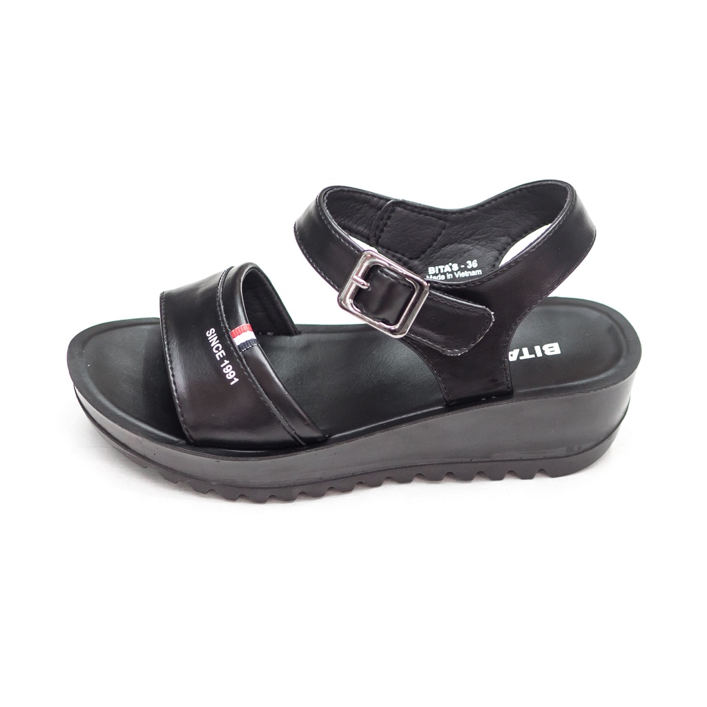 GIÀY SANDAL QUAI HẬU GÓT CAO NỮ BITA'S ĐẾ XUỒNG SAN.03 (ĐEN + TRẮNG) - BITAS