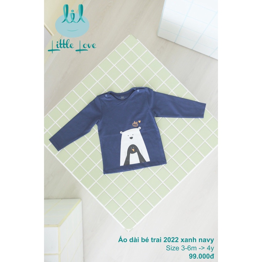 [CHÍNH HÃNG] Áo phông dài tay cài vai họa tiết trẻ em Little Love