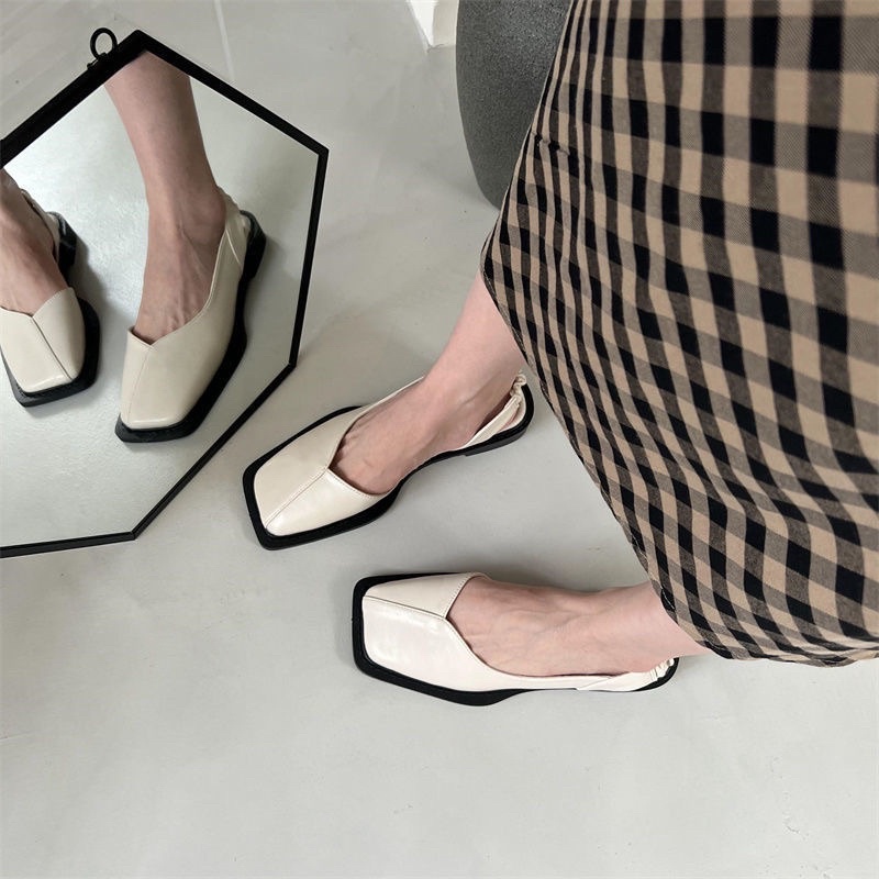 Hài nữ quai chun giày sục nữ mũi vuông phong cách Hàn Quốc