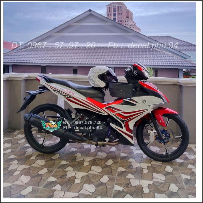 Tem rời Exciter 150 Trắng đỏ Kiểu indo Uv(X) -1