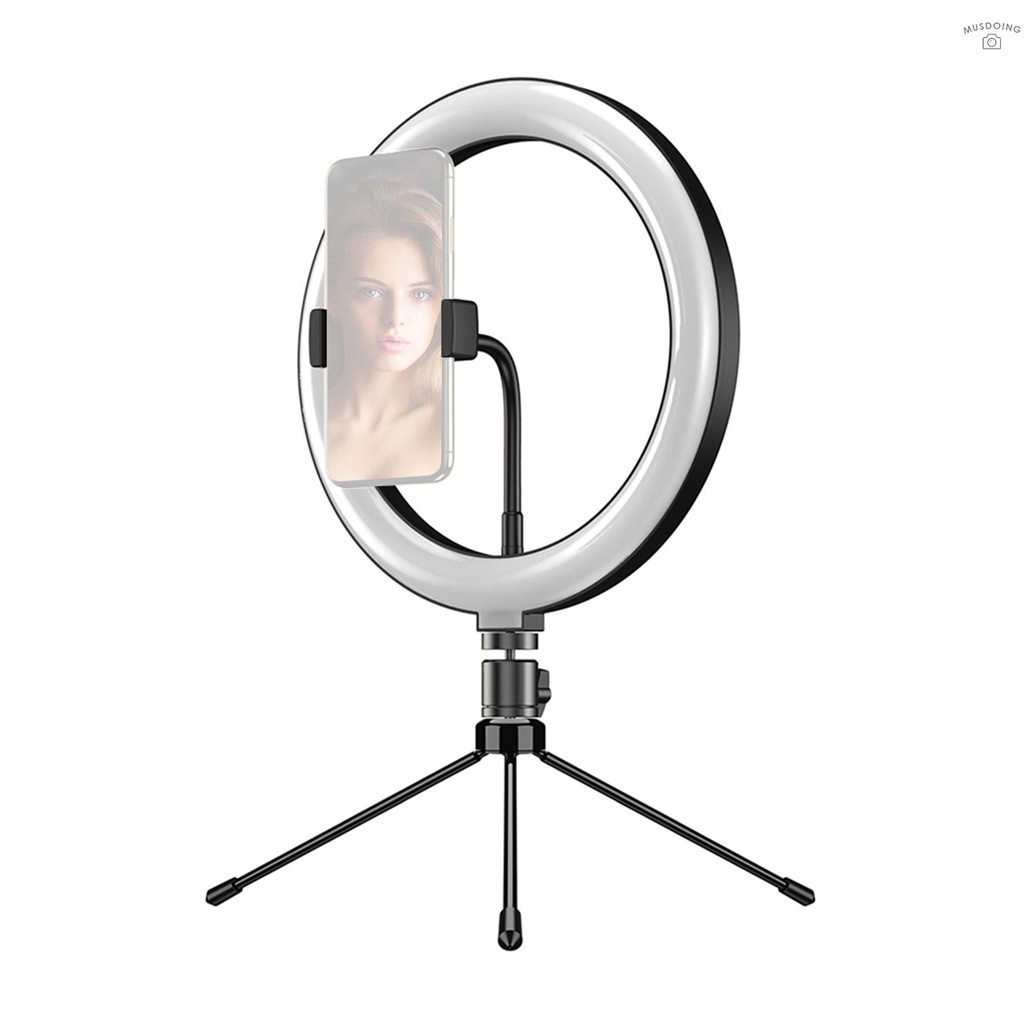 ღ Andoer APL-FL10JJ13Y 10 Inch Dimmable LED Selfie Ring Video Light 3000K-6500K LED Circle Light CRI 96 with Tabletop Tripod 3 Light Modes for Vlogging/ Live Streaming