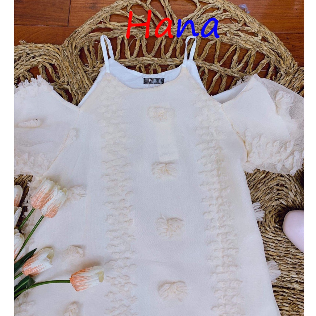 Váy Hoa Khoét 2 Vai Đi Biển, Đi tiệc, Kỷ Yếu Siêu Xinh-Hana13