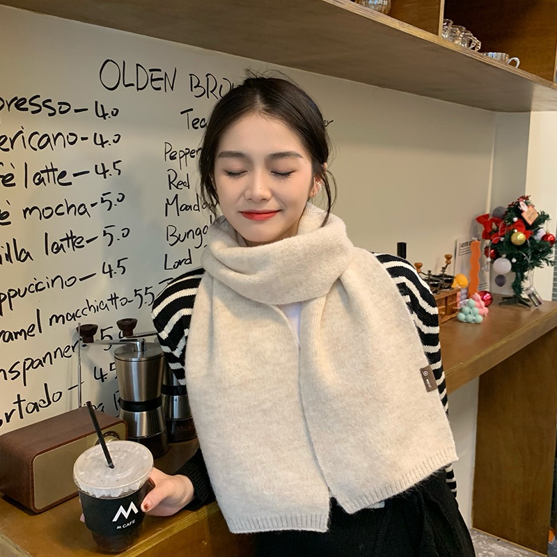 Khăn choàng MG STUDIO len cashmere ấm áp màu trơn đẹp mắt
