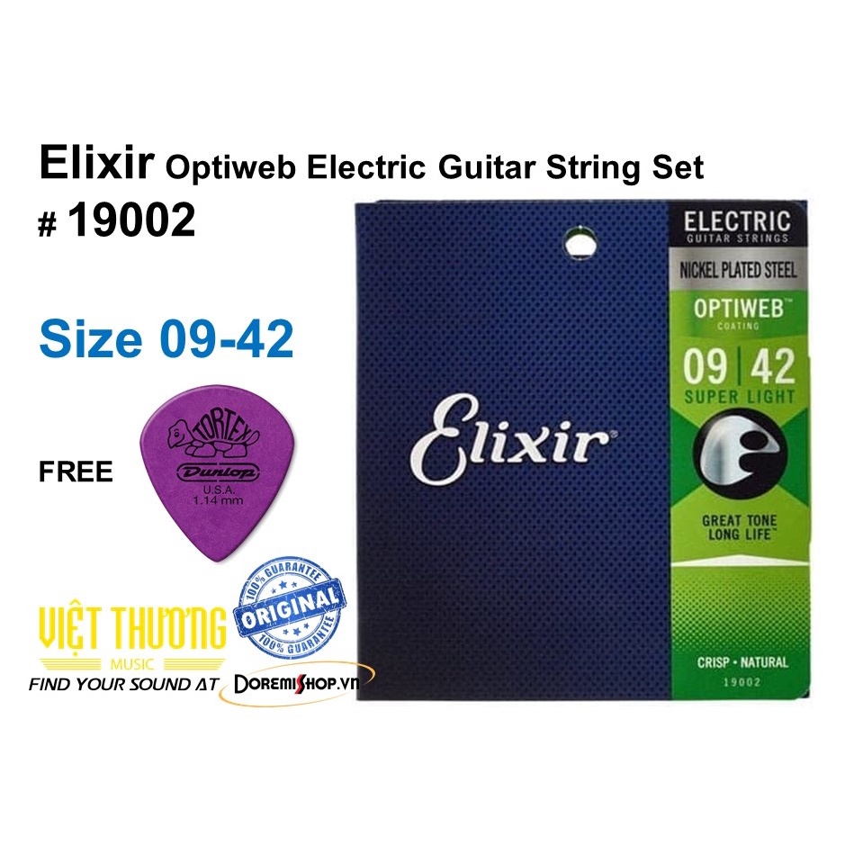 Bộ dây đàn guitar điện chống gỉ chính hãng Elixir - nhập khẩu trực tiếp từ Mỹ