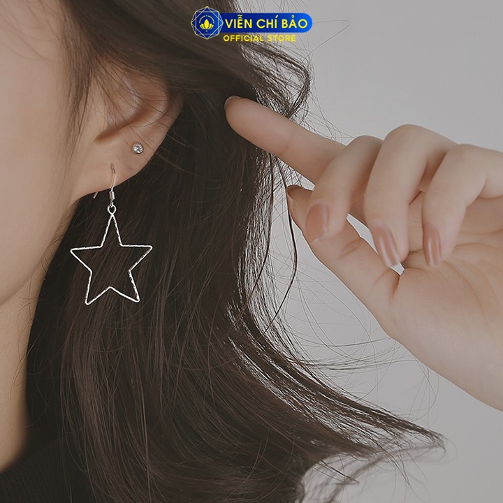 Bông tai bạc nữ Empty Star chất liệu bạc S925 thời trang phụ kiện trang sức nữ thương hiệu Viễn Chí Bảo B000226x1