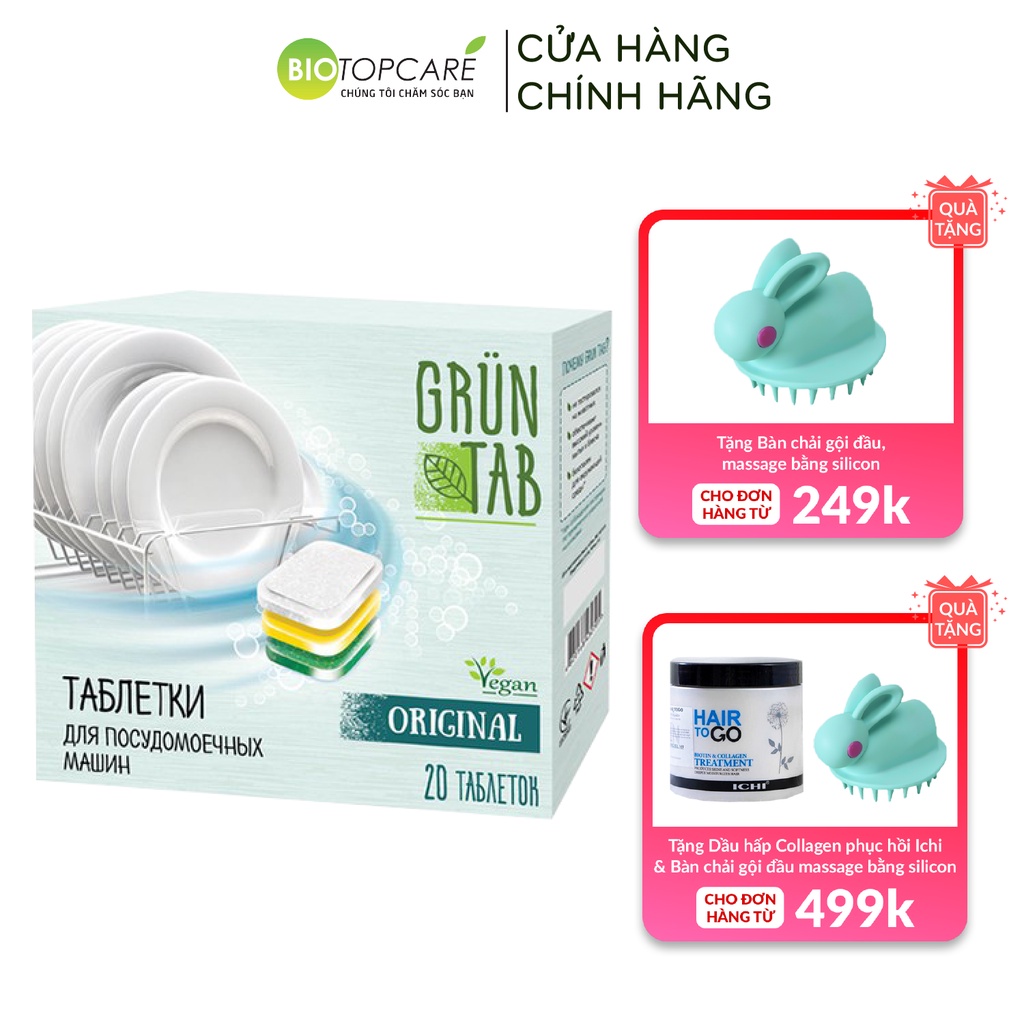 Viên rửa chén bát GRUN TAB dành cho máy rửa bát, hộp 20 viên - TN156