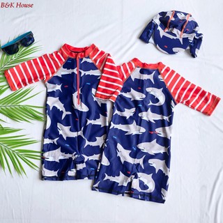 Đồ bơi bé trai liền mảnh + nón hình cá mập