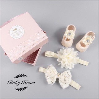Set tất kèm băng đô cho bé