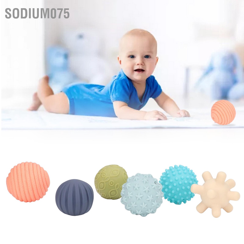 Sodium075 6 cái Bé Có Kết Cấu Cảm Giác Bộ Bóng Trẻ Em Di Động Mềm Nhiều Màu Bóp Đồ Chơi Tháng