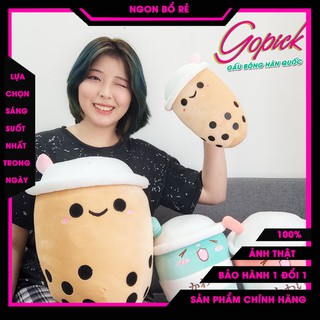 Gấu bông to thú nhồi bông gối ôm hình trà sữa cute hàng cao cấp mềm mịn | Go Pick