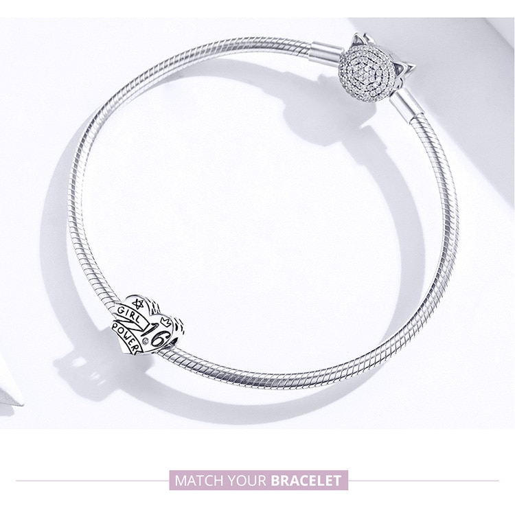 Vòng Đeo Tay Bamoer Bằng Bạc 925 Mặt Charm 16 Tuổi SCC1437 Làm Quà Tặng Sinh Nhật