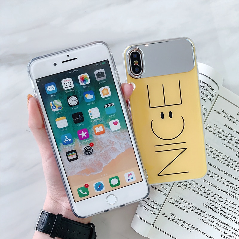 Iphone 6 7 8 X XR XS Max Nice Smile Face Mirror ốp lưng điện thoại mềm mirror case