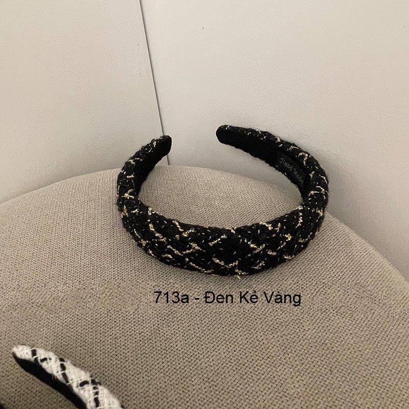 (0713) Băng Đô Bờm Tóc Dạ Tweed Kẻ Sang Trọng Tiểu Thư Hàn Quốc