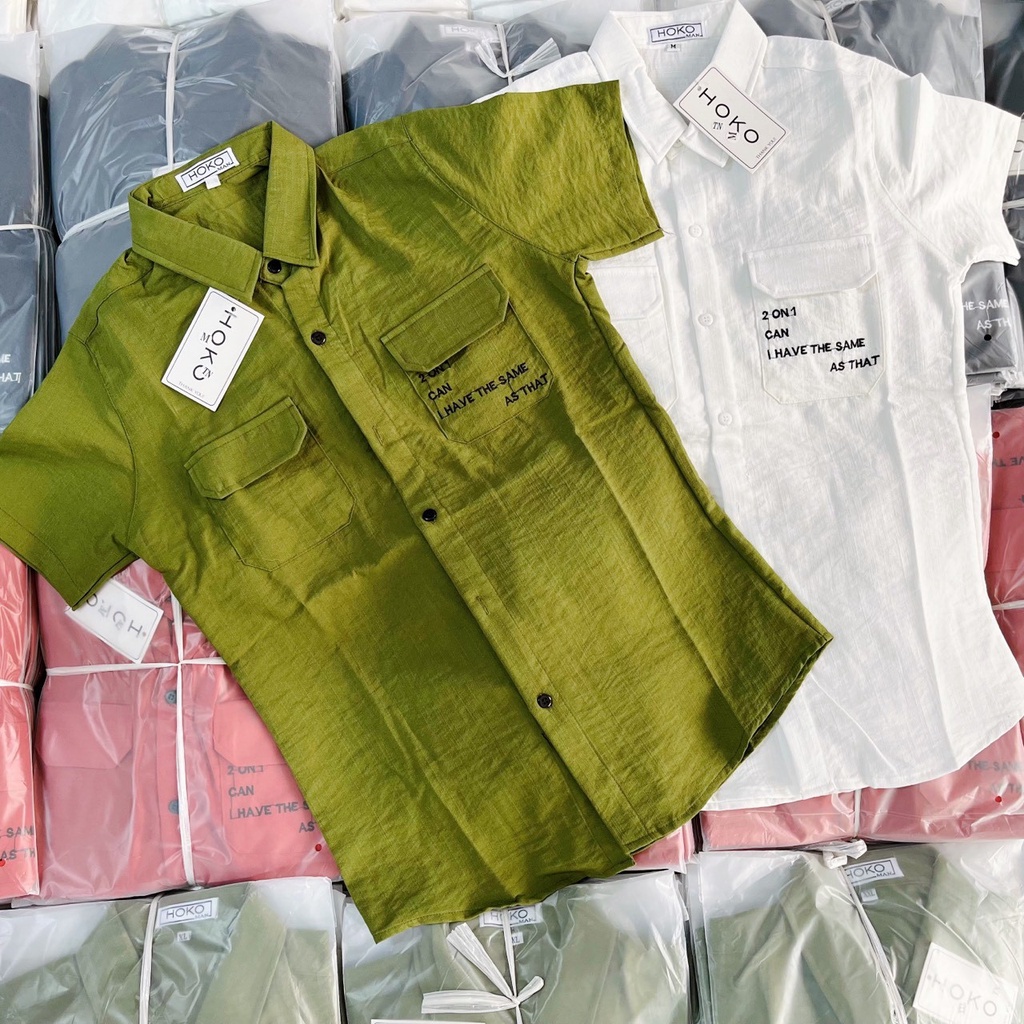 Áo sơ mi tay ngắn form hàn quốc trẻ trung với 4 màu thanh lịch