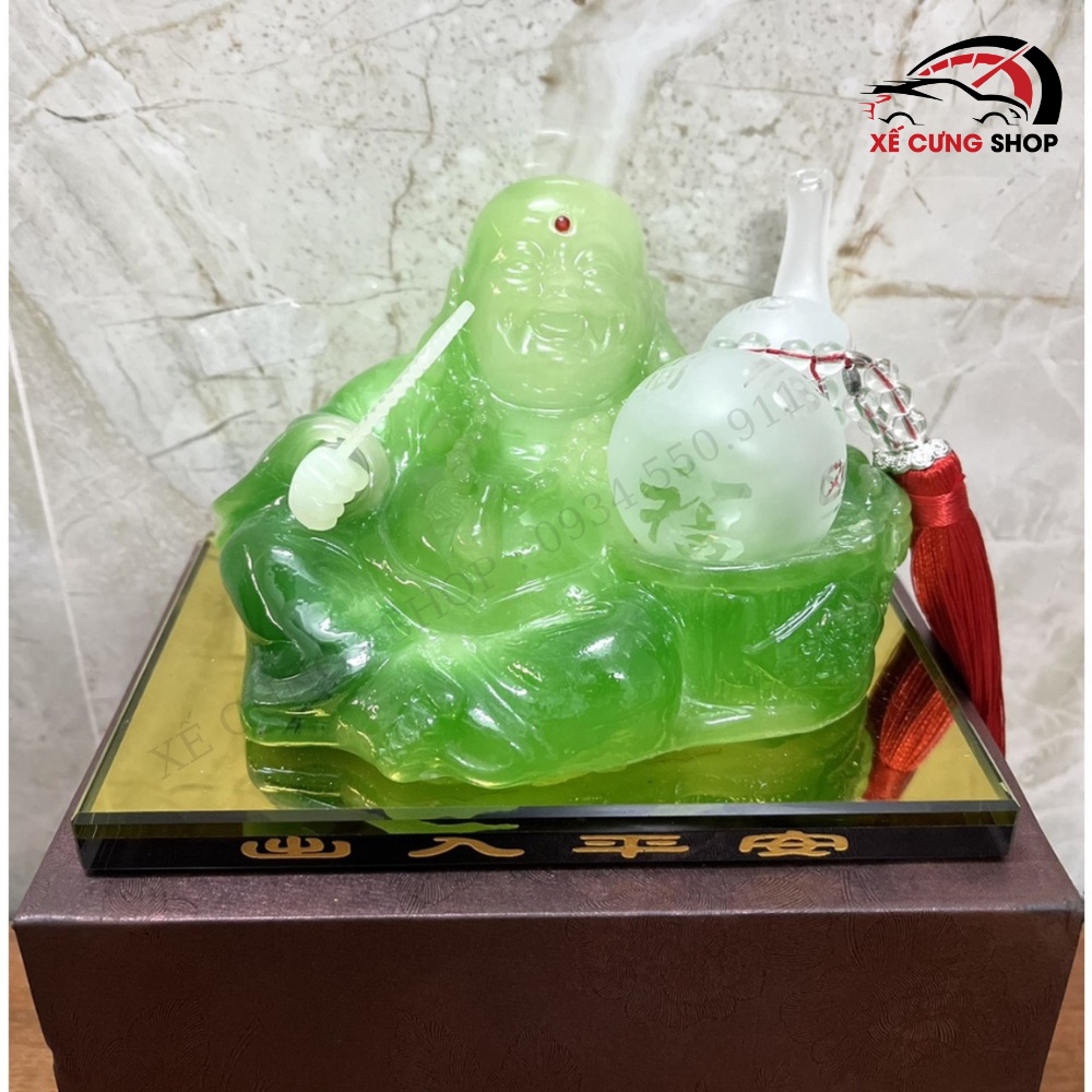 Tượng phật phong thủy trang trí ô tô , bàn làm việc - tượng phật ôm hồ lô