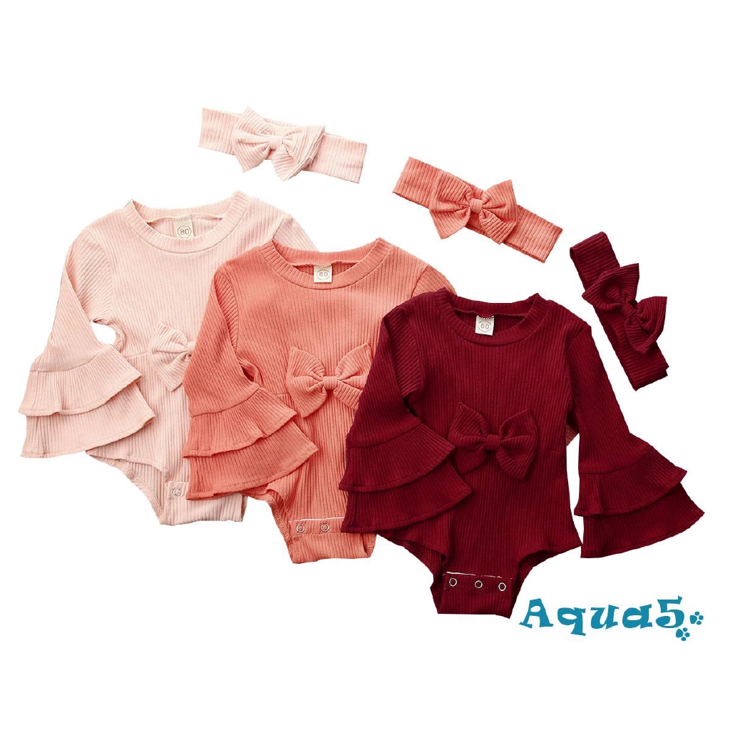 Set áo liền quần + băng đô phong cách mùa đông dễ thương cho bé gái