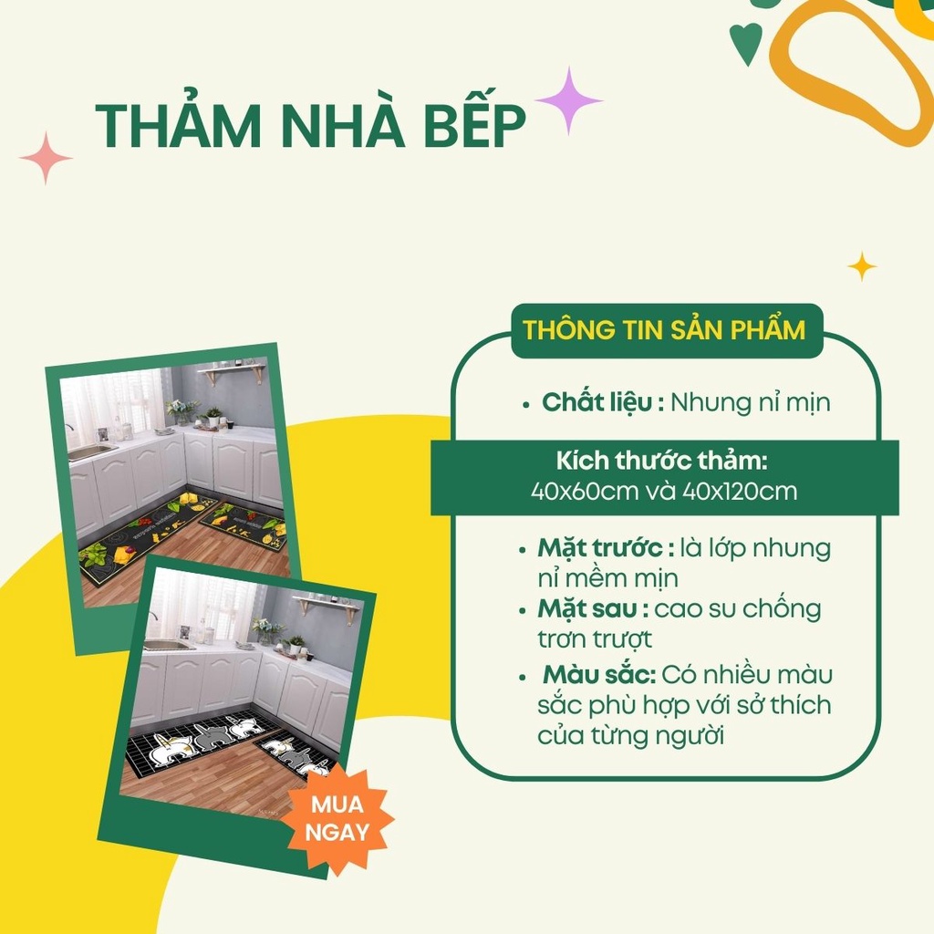 Thảm nhà bếp 💖An Như💖 thảm bếp 3D, thảm trải sàn bếp