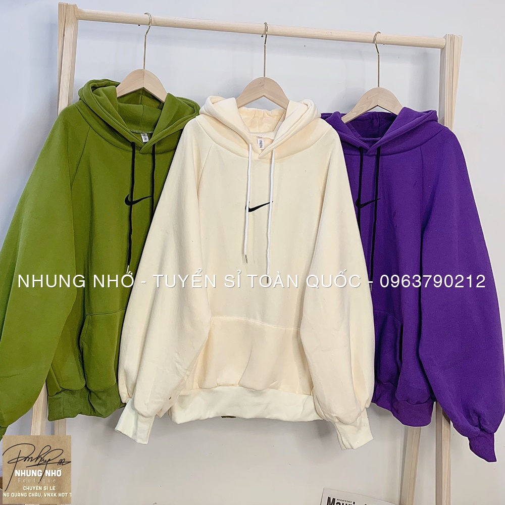 Áo nỉ mũ hoodies thêu hình N K form unisex hàng Quảng Châu to rộng A2007N Nhung Nhớ