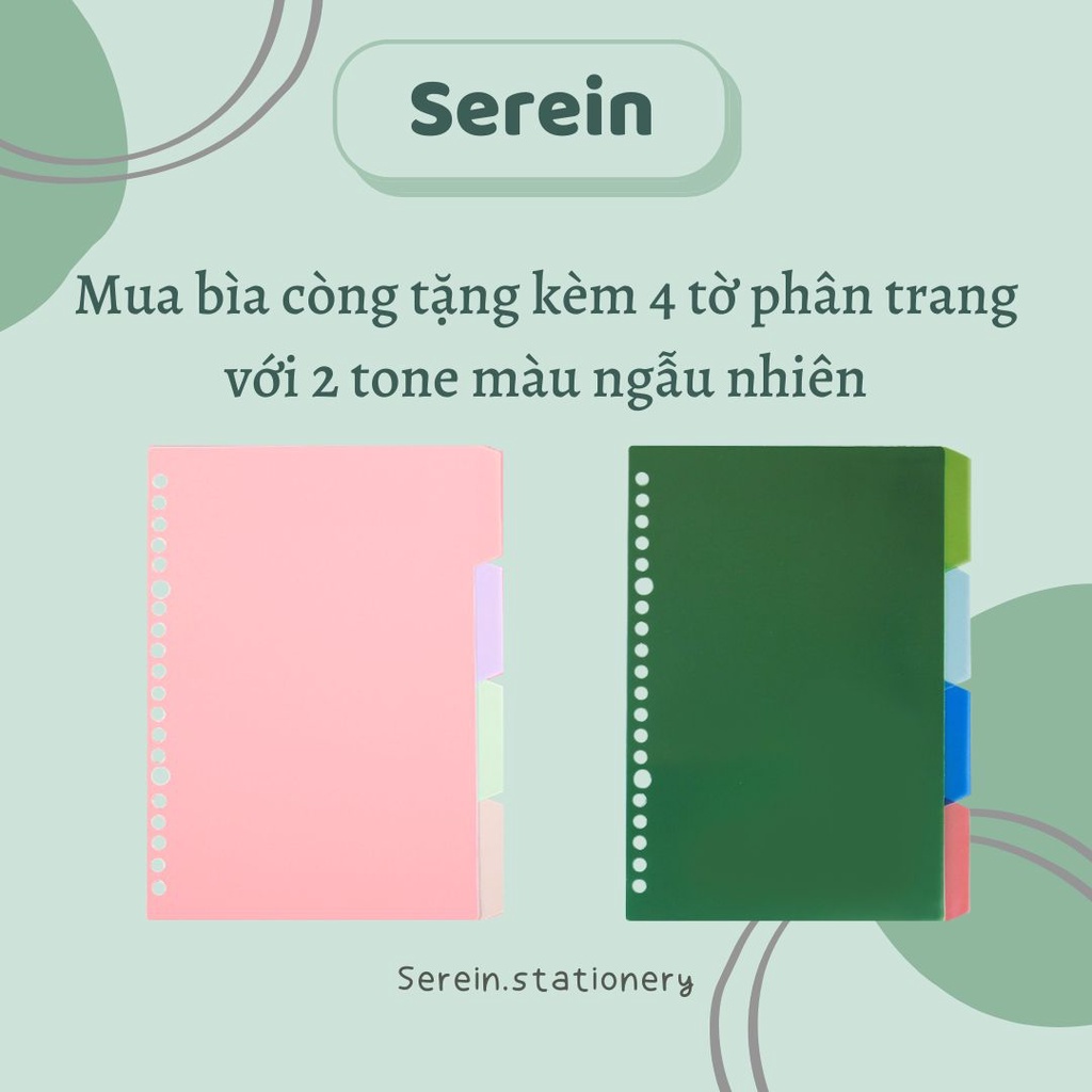 Sổ còng Binder A4 B5 A5 8 còng kèm ruột giấy refill làm planner bullet journal SEREIN