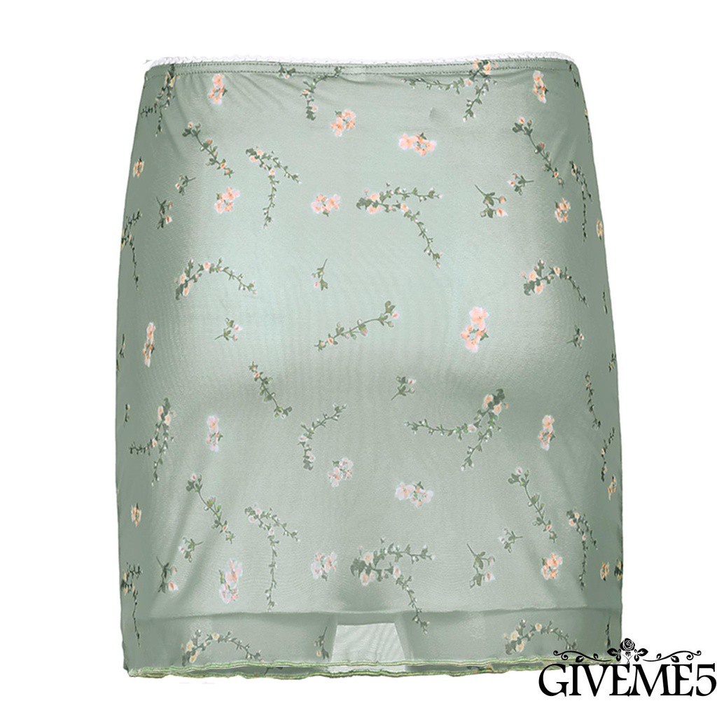 Chân váy bút chì lưng cao in họa tiết hoa phong cách vintage cho nữ