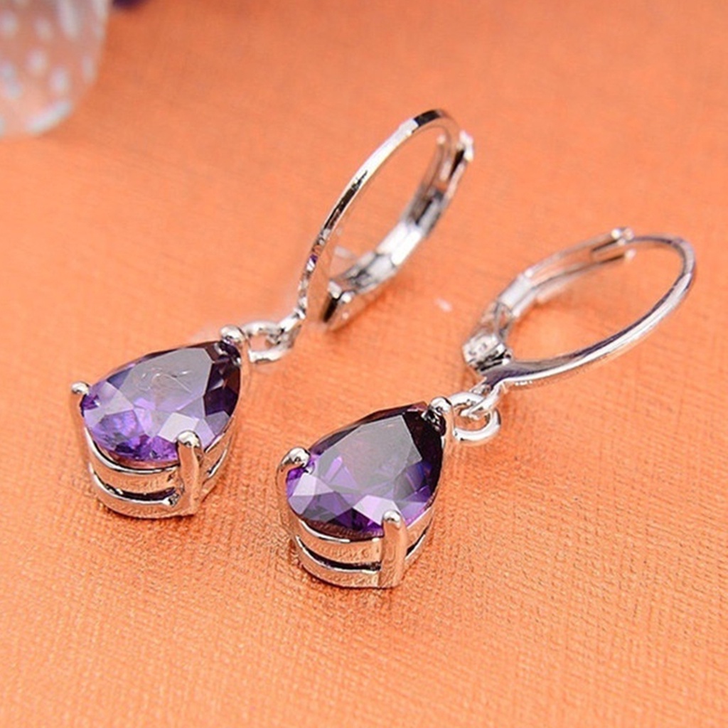 Đôi khuyên tai hình giọt nước đính đá thời trang cho nữ