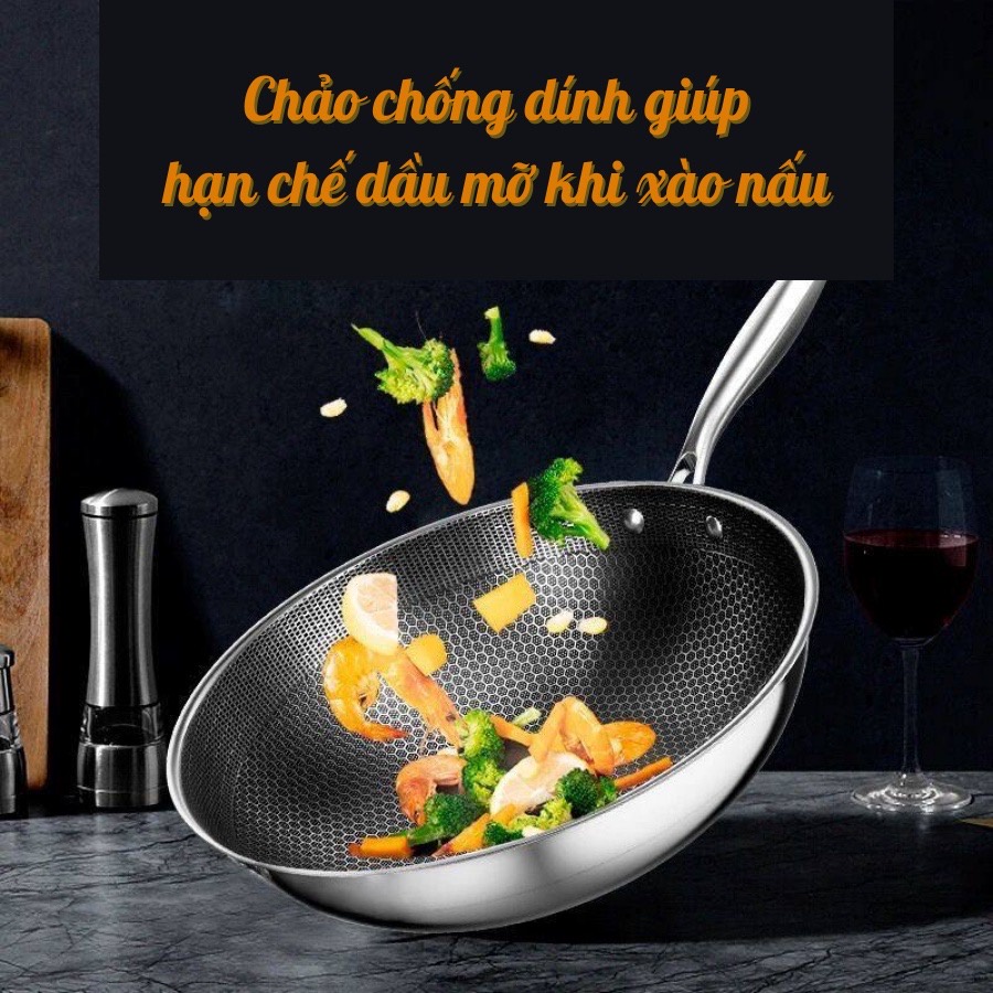Chảo chống dính vân tổ ong cao cấp, chảo chống dính lòng sâu size 32cm