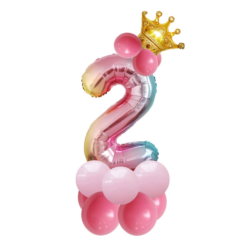 Bong Bóng Nhôm 32 Inch Hình Chữ Số Màu Cầu Vồng Dùng Trang Trí Tiệc Sinh Nhật Cho Bé
