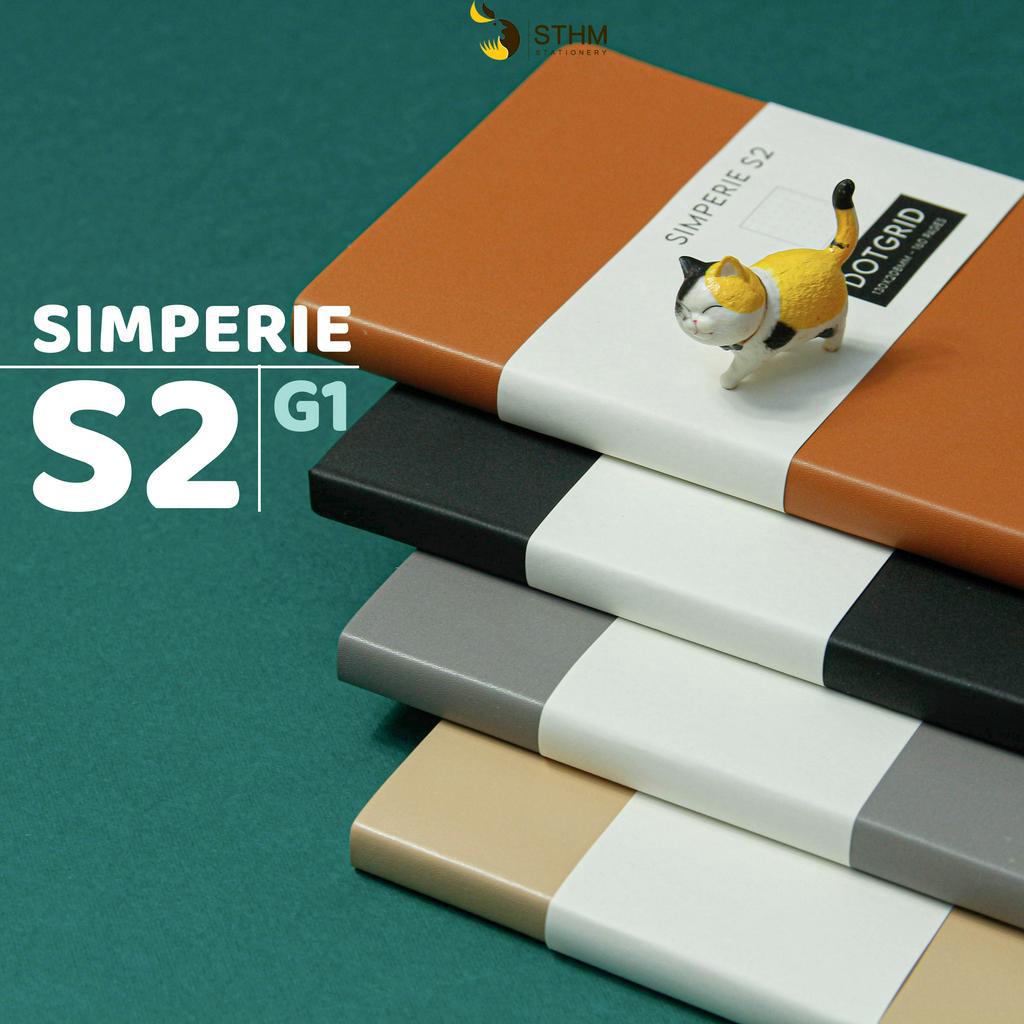 Sổ tay da PU mềm SIMPERIE S2 G1 Màu Trung Tính 160 trang kem 100gsm giấy không lem Caro, Dotgrid, ghi chép, bujo