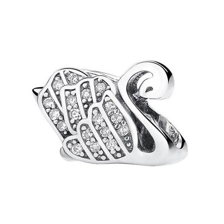 Phụ Kiện Hạt Cườm Đồng Trắng Hình Rùa Biển/Thiên Nga/Lợn/Thiên Nga Để Trang Trí Dây Chuyền