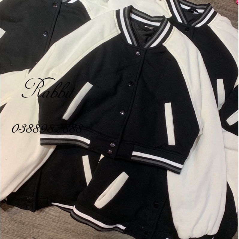Bomber croptop đen trắng