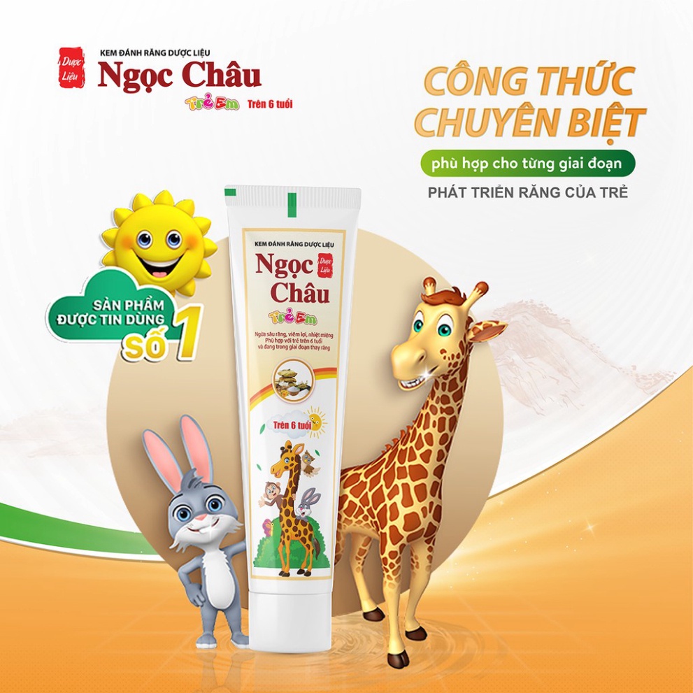 Kem đánh răng dược liệu Ngọc Châu trẻ em 70g - Cho bé trên 6 tuổi