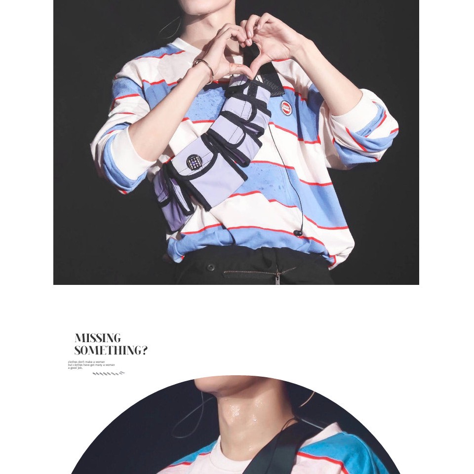 Áo Thun Dài Tay, Áo Phông Unisex Tiêu Chiến Mặc Cổ Tròn Sọc Xanh Và Trắng | BigBuy360 - bigbuy360.vn