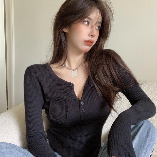 [Hàng cao cấp loại 1] Áo len gân body dài tay cúc ngực chất len tăm cao cấp ôm sát không bai dão Eris Store 024 | BigBuy360 - bigbuy360.vn