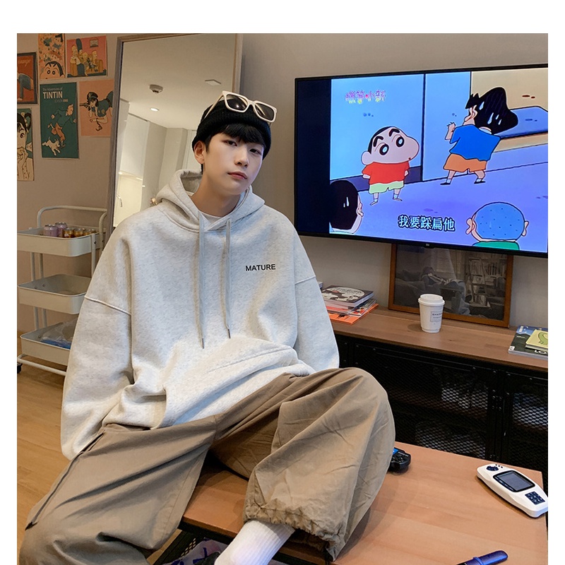 Áo Hoodie Dáng Rộng In Chữ Trẻ Trung Cá Tính Cho Nam Giới