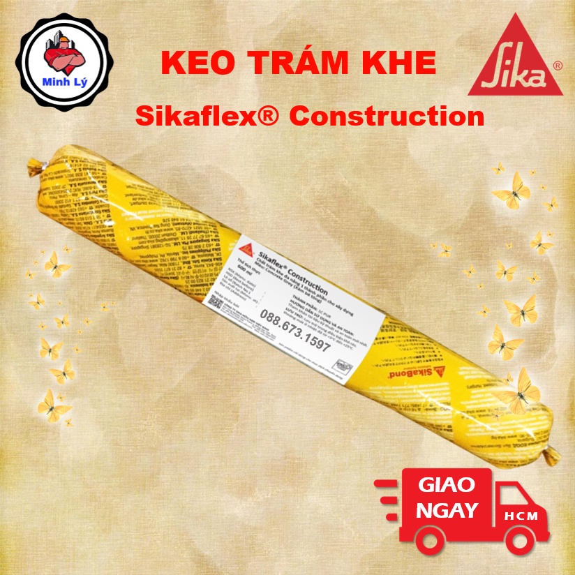 [Hỏa Tốc HCM] Keo Trám Khe Sika Đàn Hồi Sikaflex Construction 600ml 1 Thành Phần Gốc Polyurethane Xám Hoặc Trắng