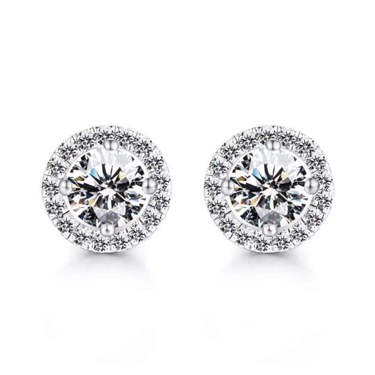 Khuyên tai bạc ý 925 pha lê Swarovski mặt tròn CECY1610-2