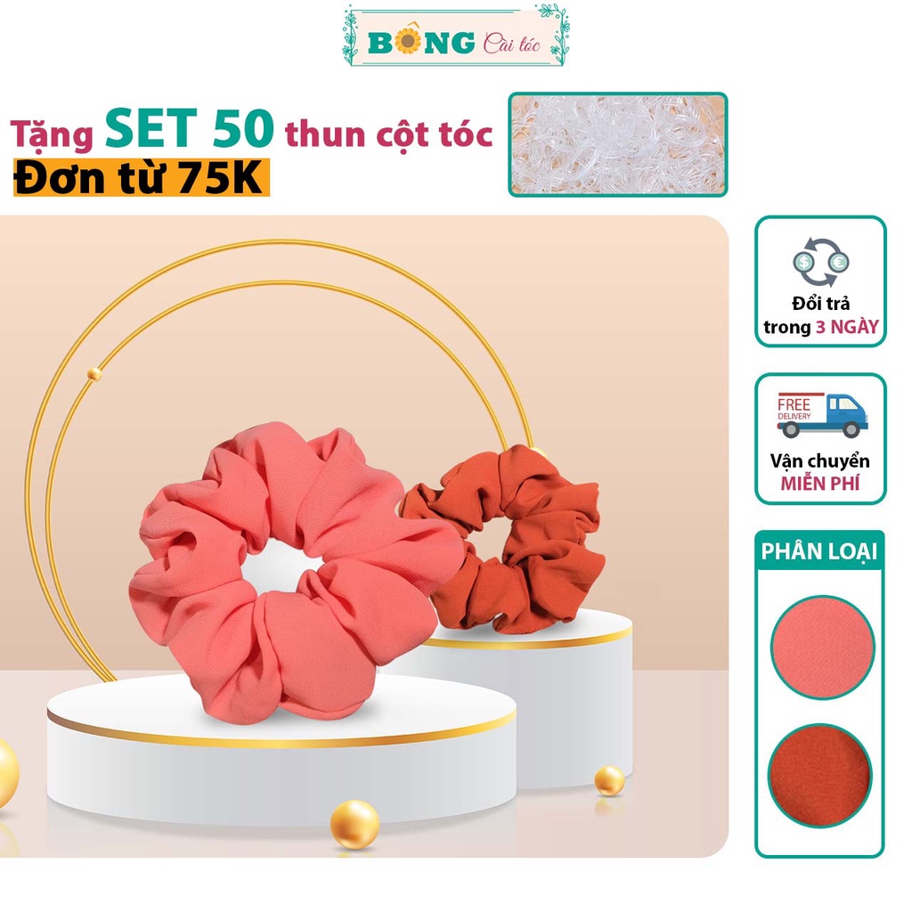 Dây cột tóc scrunchies vải muslin màu trơn đường kính 11cm SR80 - scrunchies BÔNG Cài Tóc