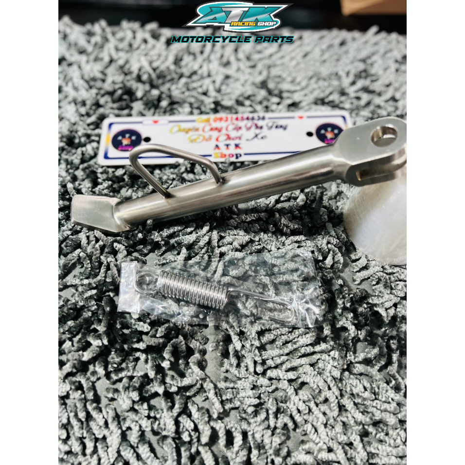 Chân chống nghiêng xe Wave, Dream ,inox 304 đặt nguyên khối tặng kèm lò xo thép xiken