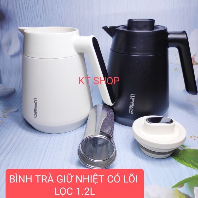 Bình giữ nhiệt có lưới lọc trà 1,2L WA NBOLONG inox 304, bình ủ trà có lõi lọc giữ nhiệt nóng lạnh