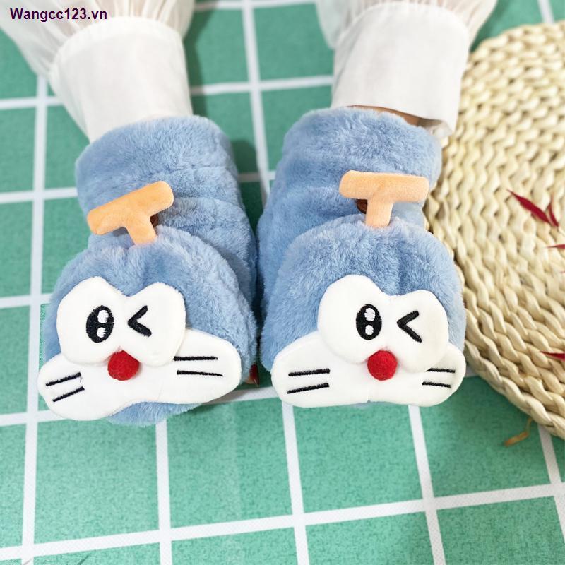 Găng Tay Lông Nhung Hở Ngón Ấm Áp Họa Tiết Hoạt Hình Doremon Dễ Thương Phong Cách Hàn Quốc Cho Nữ