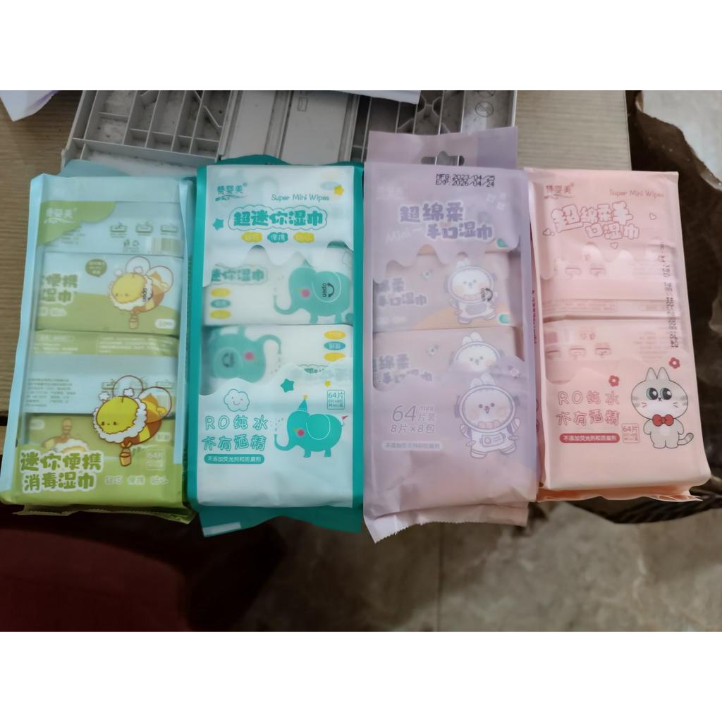 Khăn giấy ướt mini - dễ thương - tiện lợi - thích hợp đi học, đi chơi, du lịch❤️❤️