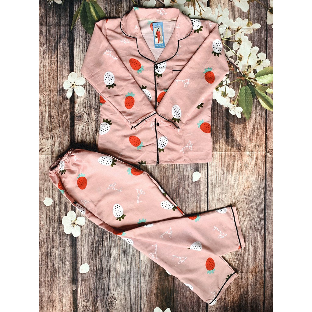 -Bộ Pijama Dài tay nữ (Kate Thái) Free size ( 45-56kg)