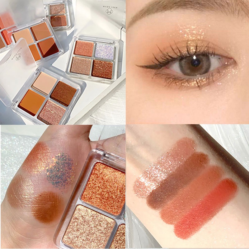 Bảng Phấn Mắt 4 Màu Ánh Ngọc Trai Lấp Lánh Tự Nhiên Lâu Trôi