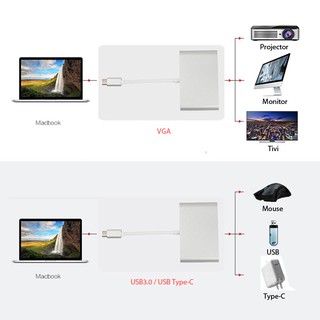 Cáp Chuyển Đổi Type C Sang VGA, USB3.0, Type C