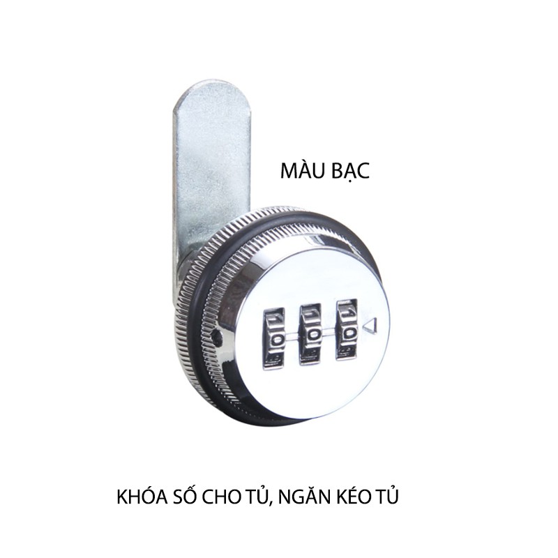 Khóa số KS9503 cho ngăn kéo bàn loại dài 20mm, tủ với 3 mã số có thể thay đổi được, bằng hợp kim